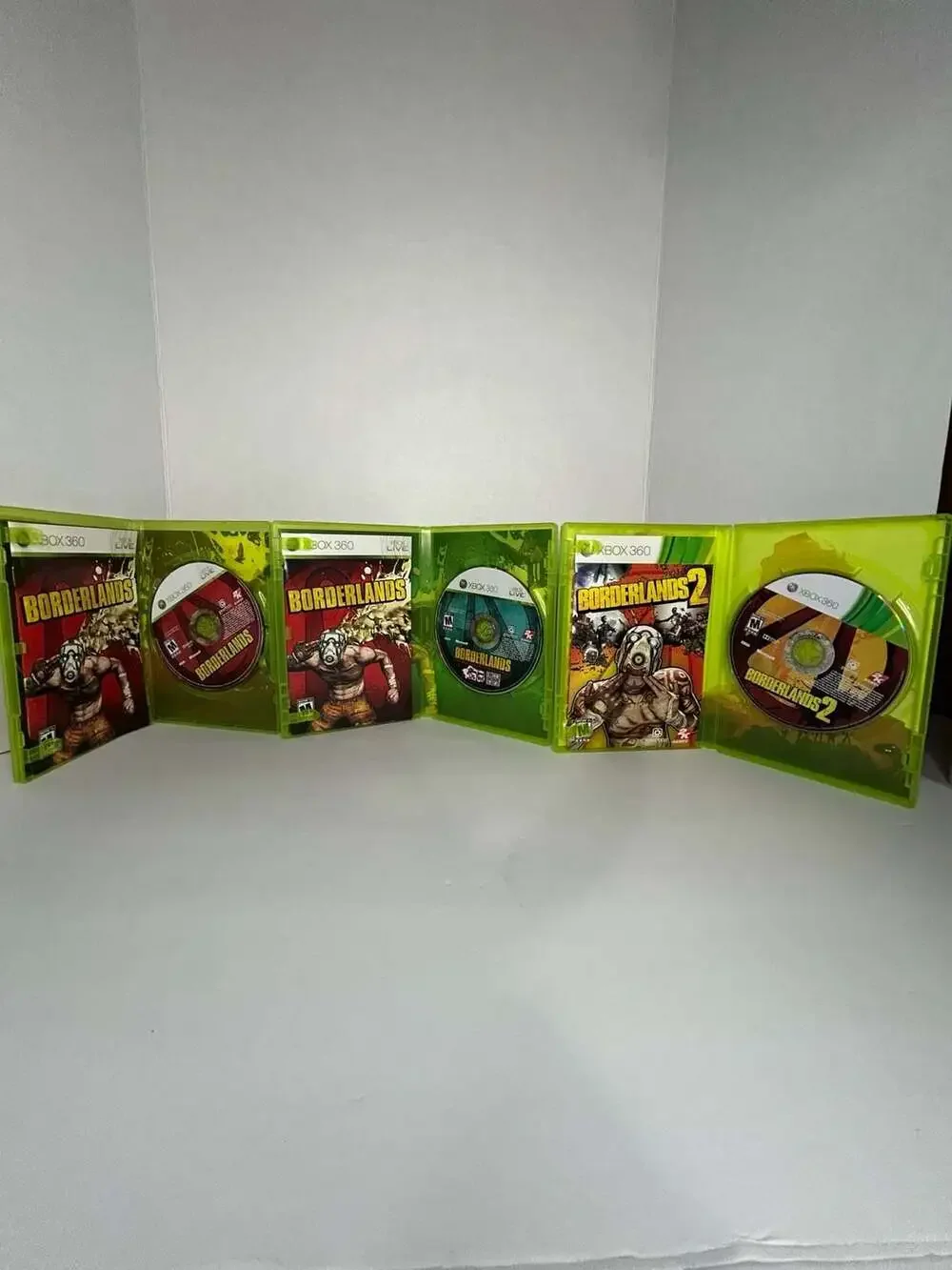 Borderlands, Double Game Add-On Pack, and Borderlands 2 for Xbox 360(3-Game Lot)